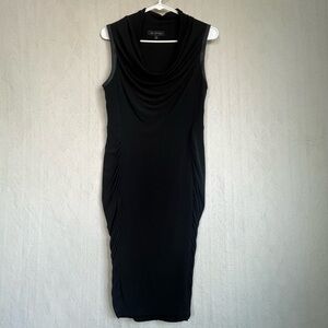 MM Couture Knit Stretchy Bodycon Dress Cowl Collar Back Cutout Sz M